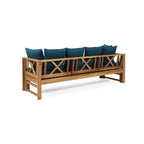 Outdoor Daybed with X-Shaped Panel Backrest and Armrests, Teak - Grand Goldman Shop