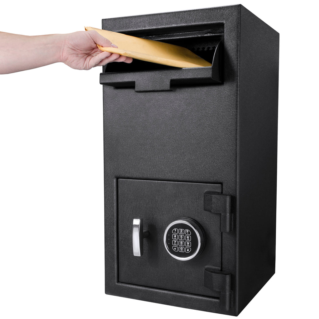 Black Steel Keypad Depository Safe with Anti-Fishing Baffles and Digital Lock, 1.72 Cu Ft - Grand Goldman