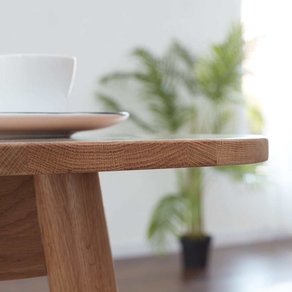 Natural Solid Oak Round Corner Diagonal Leg Telescopic Dining Table for 6-8 People, Light Oak, Solid Wood, 1.2-1.6m - Grand Goldman Shop