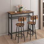 Bar table, equipped with 2 bar stools , with backrest and partition (Rustic Brown) - Grand Goldman Shop