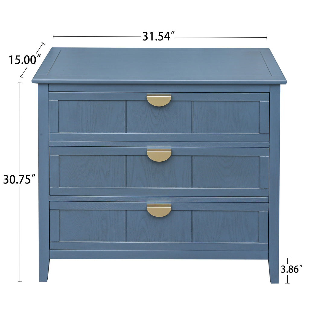 3-Drawer Cabinet for Bedroom, Living Room, or Study – Blue MDF American Furniture - Grand Goldman Shop