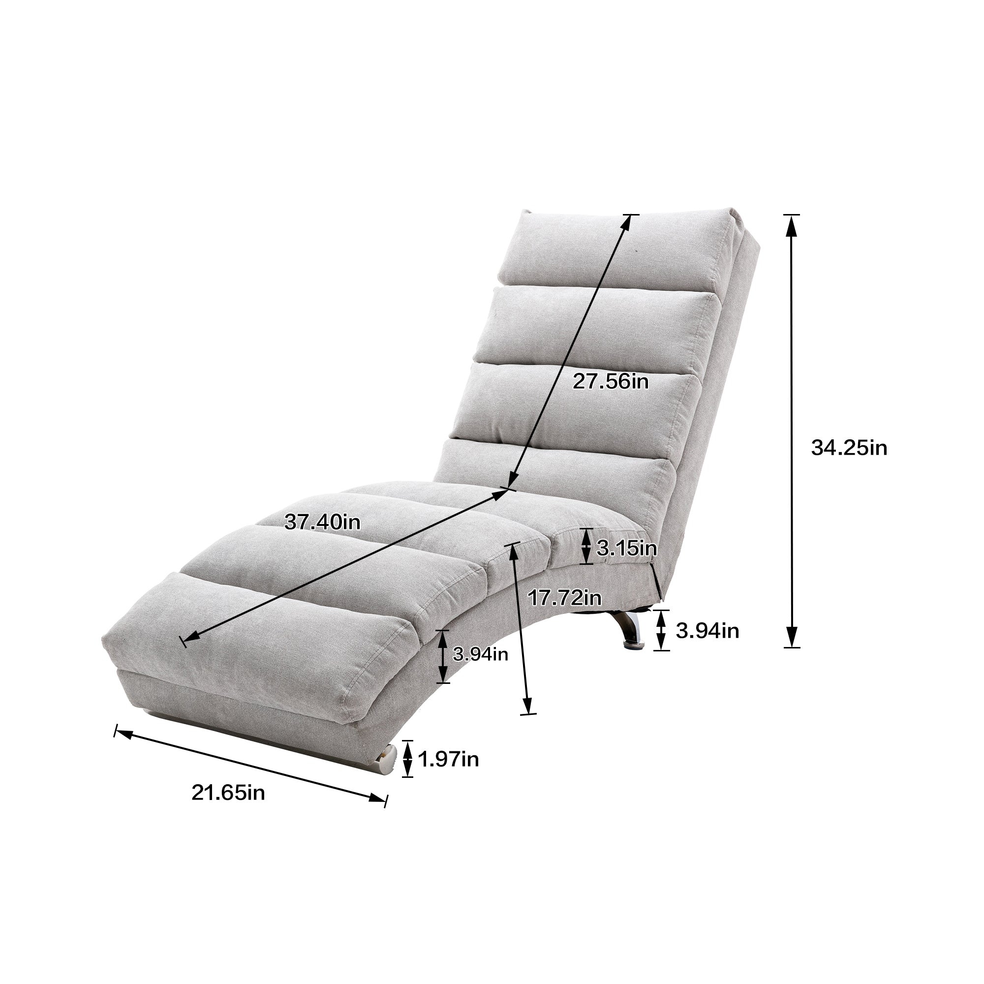 Light Grey Linen Massage Chaise Lounge Indoor with Remote Control, Ergonomic Electric Massage Lounger with 5 Modes - Grand Goldman Shop