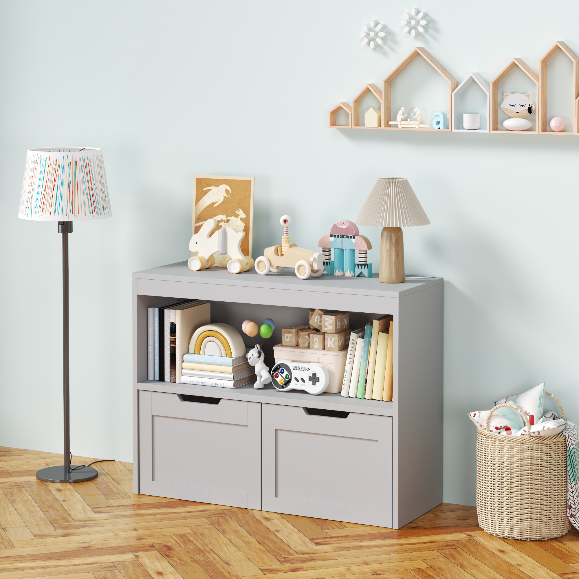 Book Organizer, toy Storage Cabinet Organizer, Gray - Grand Goldman