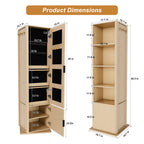 360° Rotating Makeup Cabinet in Walnut with Full-Length Mirror, Jewelry Storage, Coat Rack, 4 Open Shelves & 2 Built-In Shelves - Grand Goldman Shop