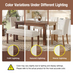 6-Piece Modern Dining Set, Rectangle Kitchen Table with 4 Upholstered Chairs & Bench, Ideal for Dining Room and Living Room, (Easy Assembly, Space Saving) - Grand Goldman Shop