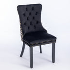 Classic Velvet Dining Chairs,  High-end Tufted Solid Wood Contemporary Velvet Upholstered Dining Chair with Wood Legs Nailhead, SET OF 2,Black and Patterned,SW2201BK - Grand Goldman Shop