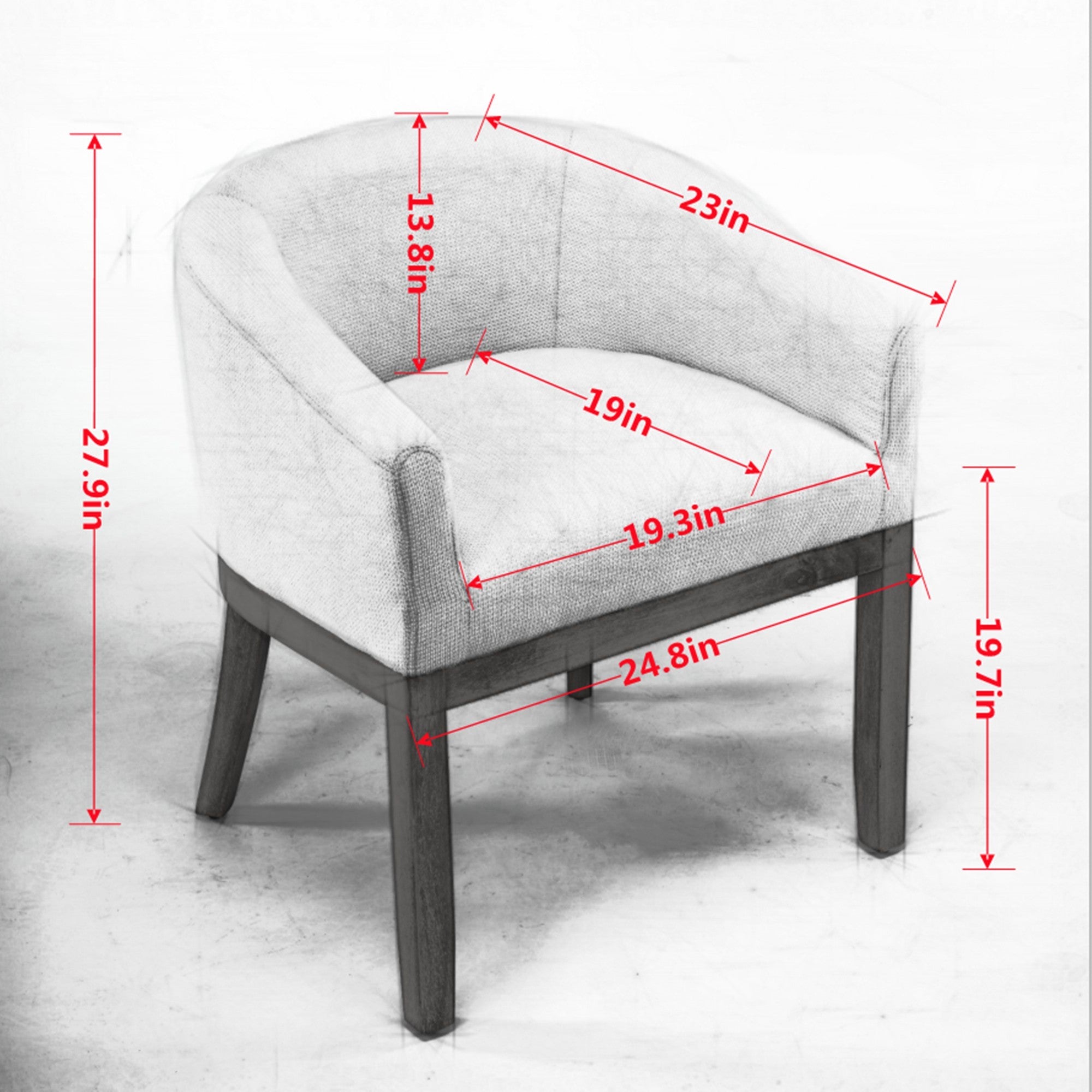 Mid Century Modern Upholstered Barrel Dining Chairs with Arms,Farmhouse Linen Kitchen & Dining Room Chairs with Natural Hardwood Frame, 19' W Accent Chairs,Single Pack,Charcoal Gray,SW1891BK - Grand Goldman Shop