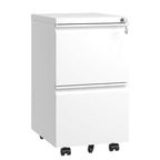 Antique White 2 Drawer Metal Mobile File Cabinet with Lock for Legal/Letter/A4 Size | Premium Home Decor - Grand Goldman