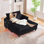 UNITED WE WIN Modern Corduroy Oversized Recliner Sofa with Deep Seat, 3 Pillows, USB Charging, RGB LED Light Strip, Cup Holder, Side Pocket - Suitable for Living Room and Bedroom - Grand Goldman Shop