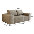 63' 2Setaser Sofa,Corduroy Fabric,Deep Seat Couches,Comfy Loveseat Sofa,No Assembly,1pcs for Living room, Bedroom,Conference room ,Apartment,Camel - Grand Goldman Shop