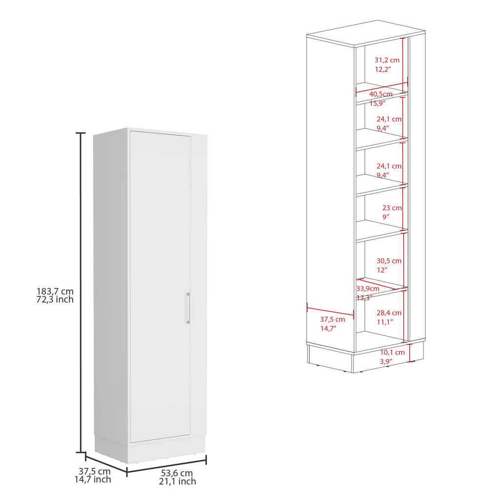 Lilo Storage Cabinet, Broom Hangers, Internal Shelves -White - Grand Goldman
