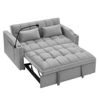 55.51 inch versatile foldable sofa bed in 3 lengths, modern sofa sofa sofa velvet pull-out bed, adjustable back and with USB port and ashtray and swivel phone stand (Grey) - Grand Goldman Shop
