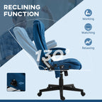 Velvet High Back Vibrating Massage Office Chair, Drak Blue | Premium Home Decor - Grand Goldman