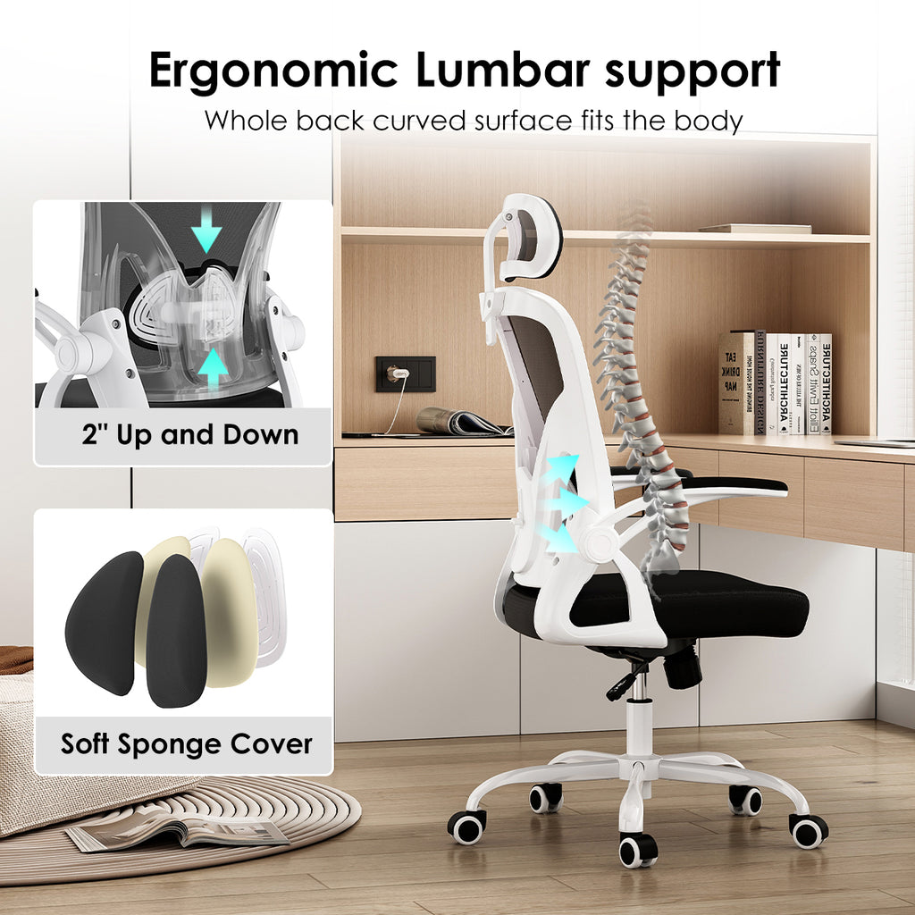 Ergonomic Office Chair, Home Office Desk Chair with Headrest, High Back Computer Chair with Armrests and Adjustable Lumbar Su