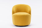 Teddy Fabric Swivel Accent Armchair Barrel Chair With Black Powder Coating Metal Ring,Yellow - Grand Goldman Shop