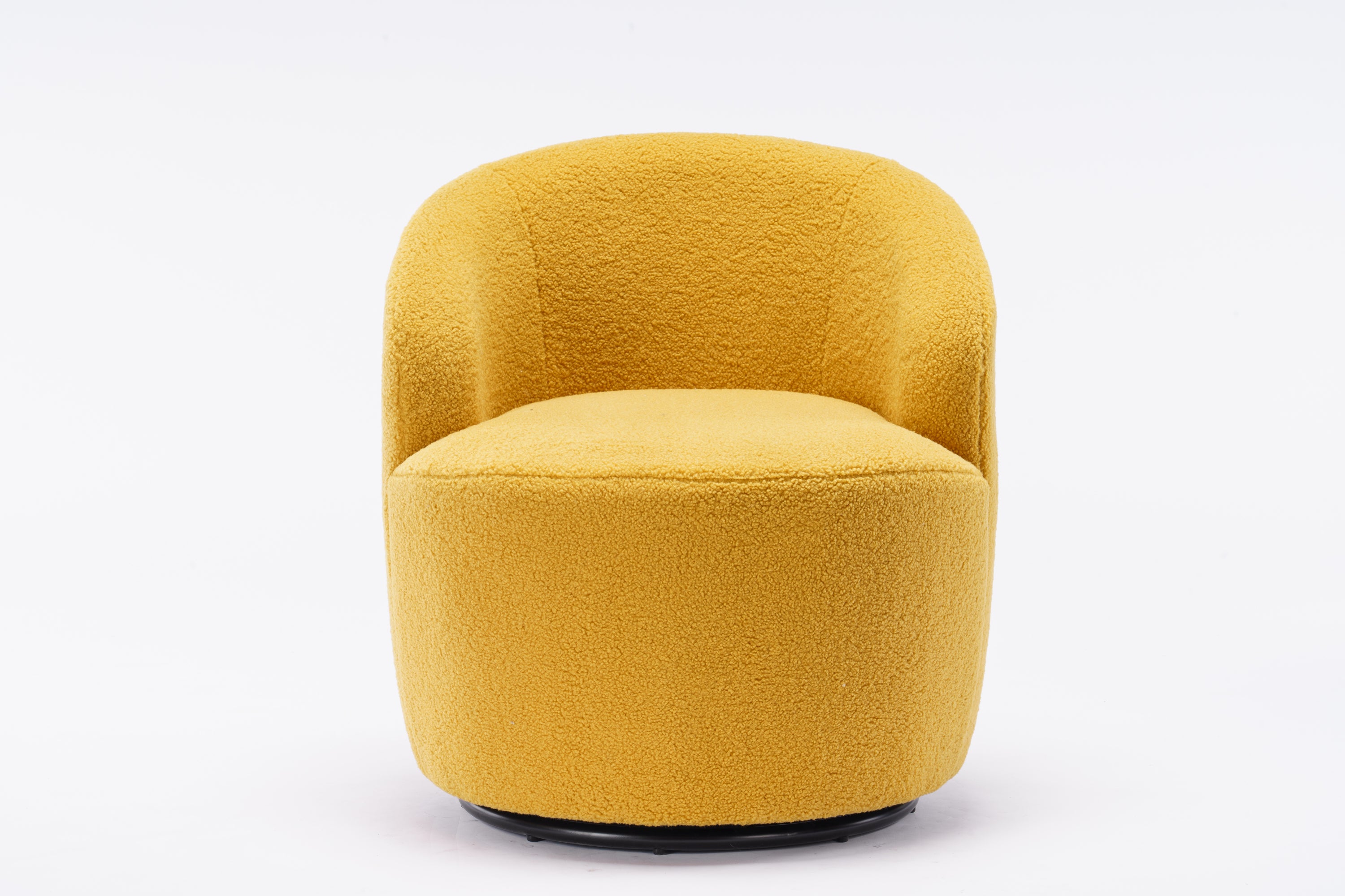 Teddy Fabric Swivel Accent Armchair Barrel Chair With Black Powder Coating Metal Ring,Yellow - Grand Goldman Shop