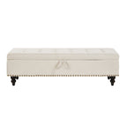 59' Bed Bench Ottoman with Storage  Beige Fabric - Grand Goldman Shop