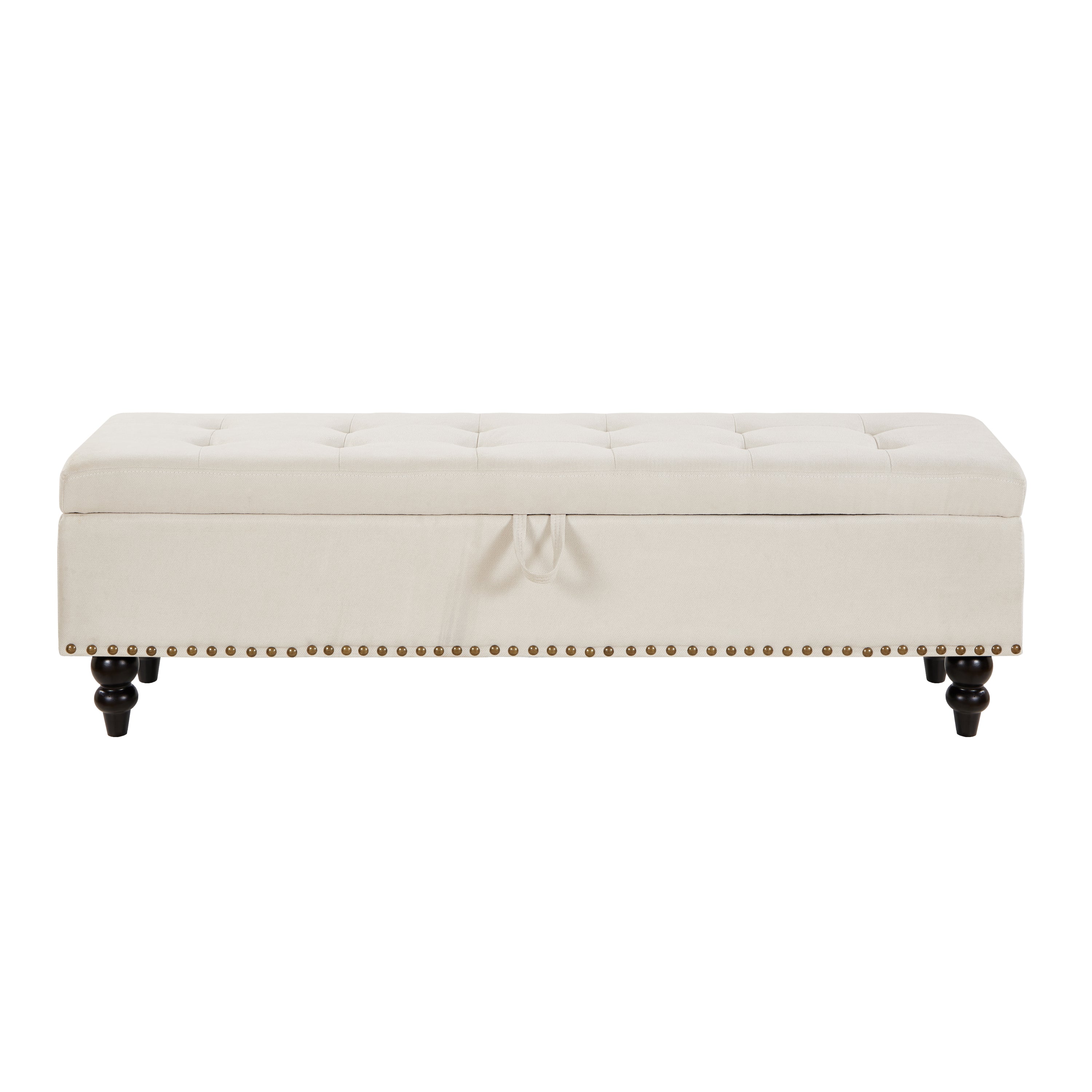 59' Bed Bench Ottoman with Storage  Beige Fabric - Grand Goldman Shop