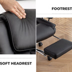 Office Chair, Big and Tall Executive Office Chair with Footrest, Leather Computer Chair, Ergonomic Reclining Chair High Back,