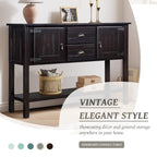 48'' Solid Wood Sideboard Console Table with 2 Drawers and Cabinets and Bottom Shelf, Retro Style Storage Dining Buffet Server Cabinet for Living Room Kitchen Dining Room (Espresso - Grand Goldman Shop