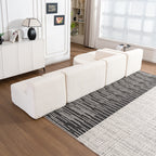 Modern Upholstered L-Shape Sofa with Chaise Lounge and Back Pillows, Beige Boucle Fabric, 144 inches - Grand Goldman Shop