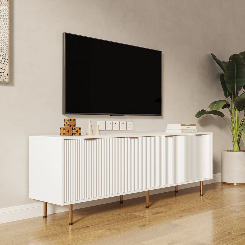 Modern warm white TV cabinet for 80 inch TV Stands, for Living Room Bedroom - Grand Goldman Shop