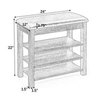 A height-adjustable shoe-changing bench made of high-quality wood, equipped with a comfortable seat and concealed storage space,Natural rubber wood,Brown - Grand Goldman Shop
