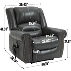 Power Lift Recliner Chair Heat Massage Dual Motor Infinite Position Up to 350 LBS, Faux Leather, Heavy Duty Motion Mechanism with USB Ports, Grey - Grand Goldman Shop