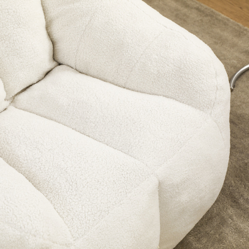 Comfy Bean Bag Chair with Memory Foam Filler – Tufted Soft Stuffed Bean Bag Sofa for Dorm, Apartment, or Living Room – White - Grand Goldman Shop