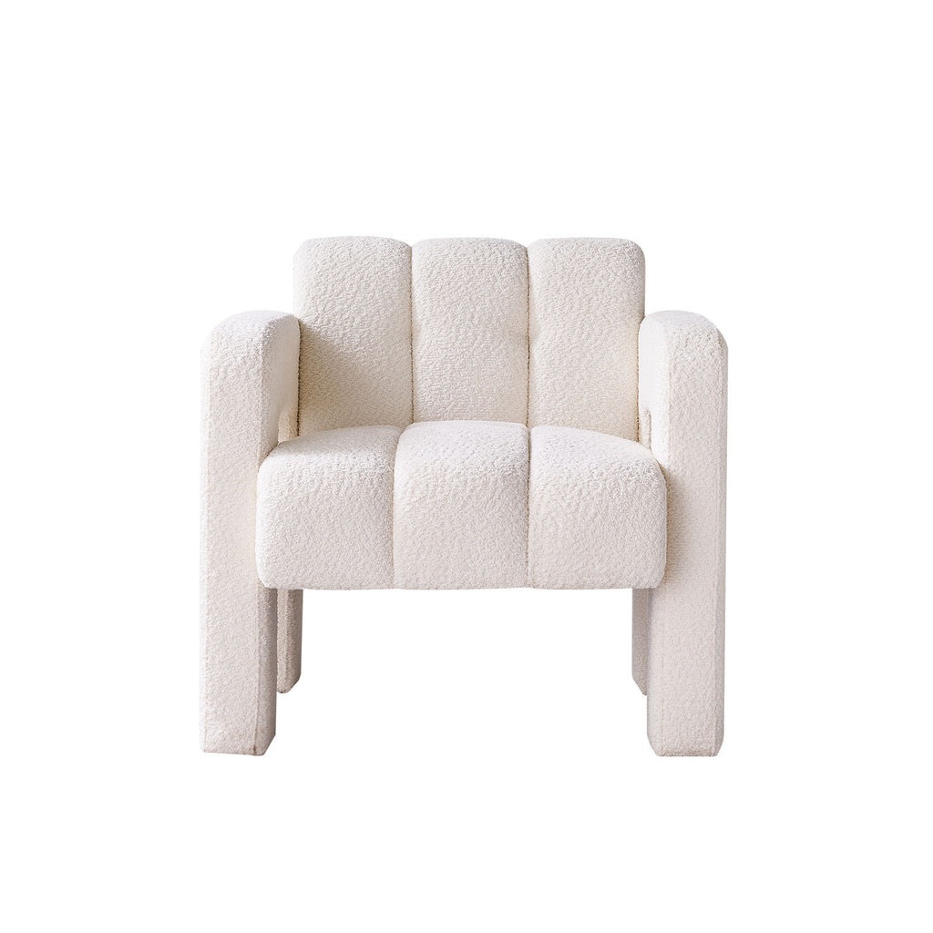 Stylish Boucle Upholstered Accent Chair with Solid Wood Frame and High-Density Foam in Beige - Grand Goldman Shop