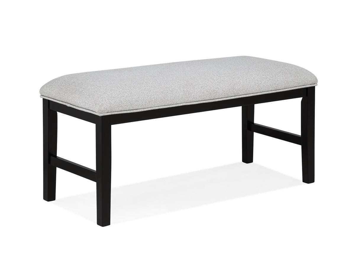 1pc Light Gray Upholstered Bench Soft Neutral Tone Dark Finish Legs Wooden Dining Room Furniture - Grand Goldman Shop