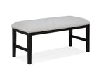 1pc Light Gray Upholstered Bench Soft Neutral Tone Dark Finish Legs Wooden Dining Room Furniture - Grand Goldman Shop