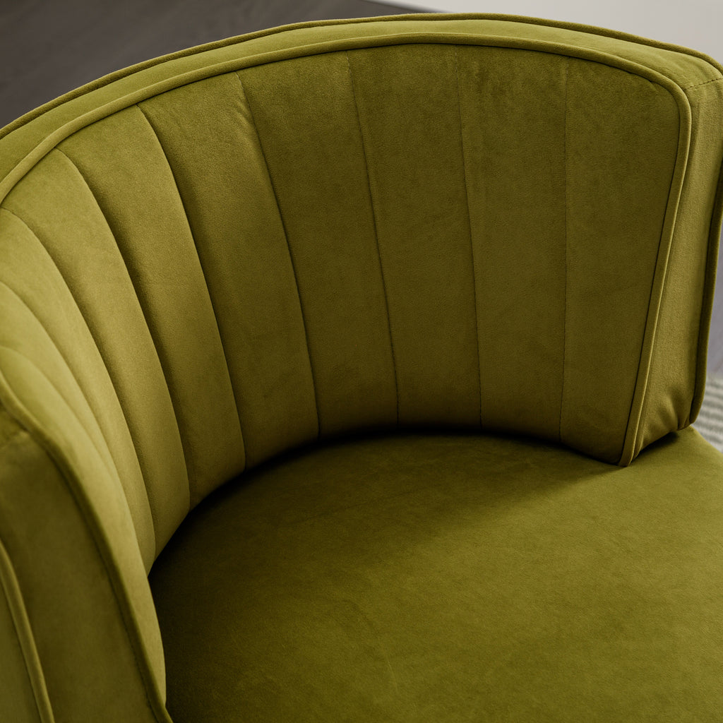 Swivel Barrel Chair, Round Armchairs with Wide Upholstered, Fluffy Velvet Fabric, Olive, 25.20'' x 25.59'' x 26.38'' - Grand Goldman Shop