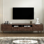 Mid Century TV Stand with 2 Drawers in Dark Brown, Media Console Table for TVs up to 85'', Made of Particle Board and MDF, 78.7'' x 15.7'' x 17.7'' - Grand Goldman Shop