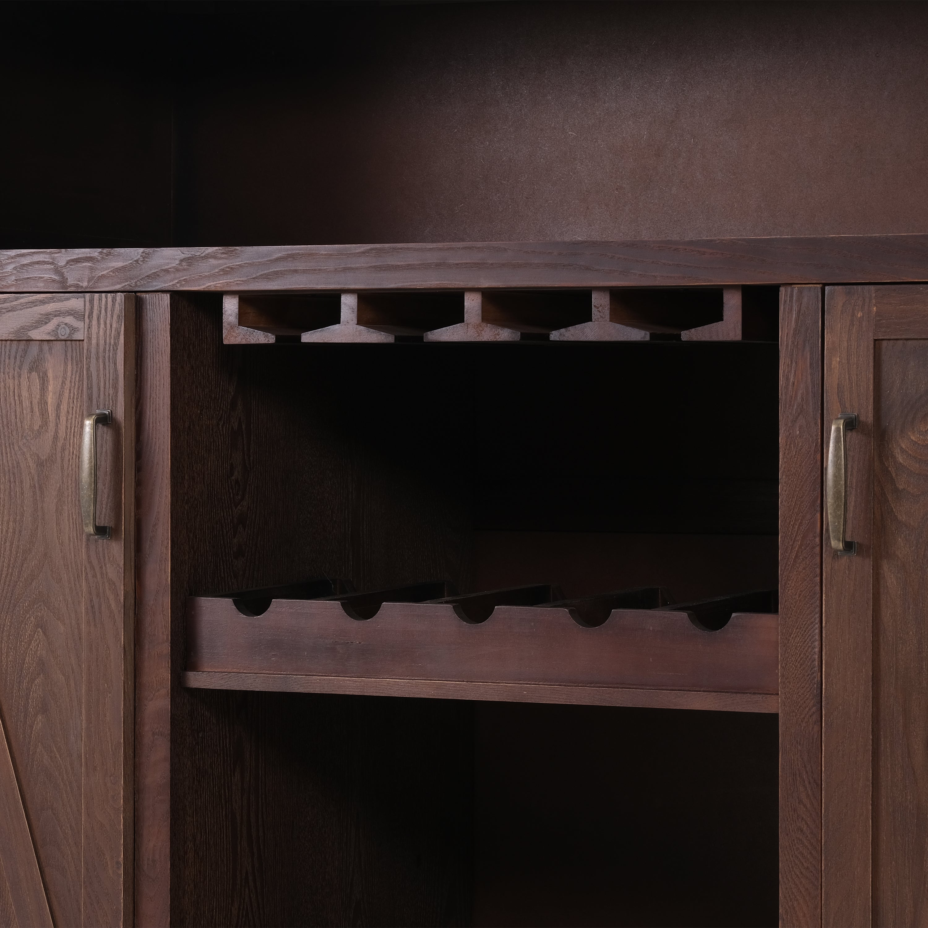 41.35'H Bar Table Or Wine cabinet -Brown Antique - Grand Goldman Shop