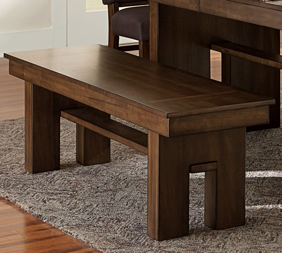 Transitional Walnut Finish Wooden Bench 1pc Casual Contemporary Dining Furniture - Grand Goldman Shop