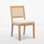 Farmhouse Rattan Dining Chairs Set of 2, Mid Century Modern Kitchen & Dining Room Chairs, Cane Upholstered Kitchen Side Chair with Natural Hardwood Frame, Beige - Grand Goldman Shop