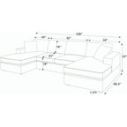 3-Piece Corduroy Double-Chaise Sectional Sofa - Gray - Grand Goldman Shop