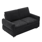 Black Convertible Sofa Bed Loveseat with Adjustable Backrest and USB Ports, 62.75' Chenille Upholstered Couch for Living Room or Small Space - Grand Goldman Shop