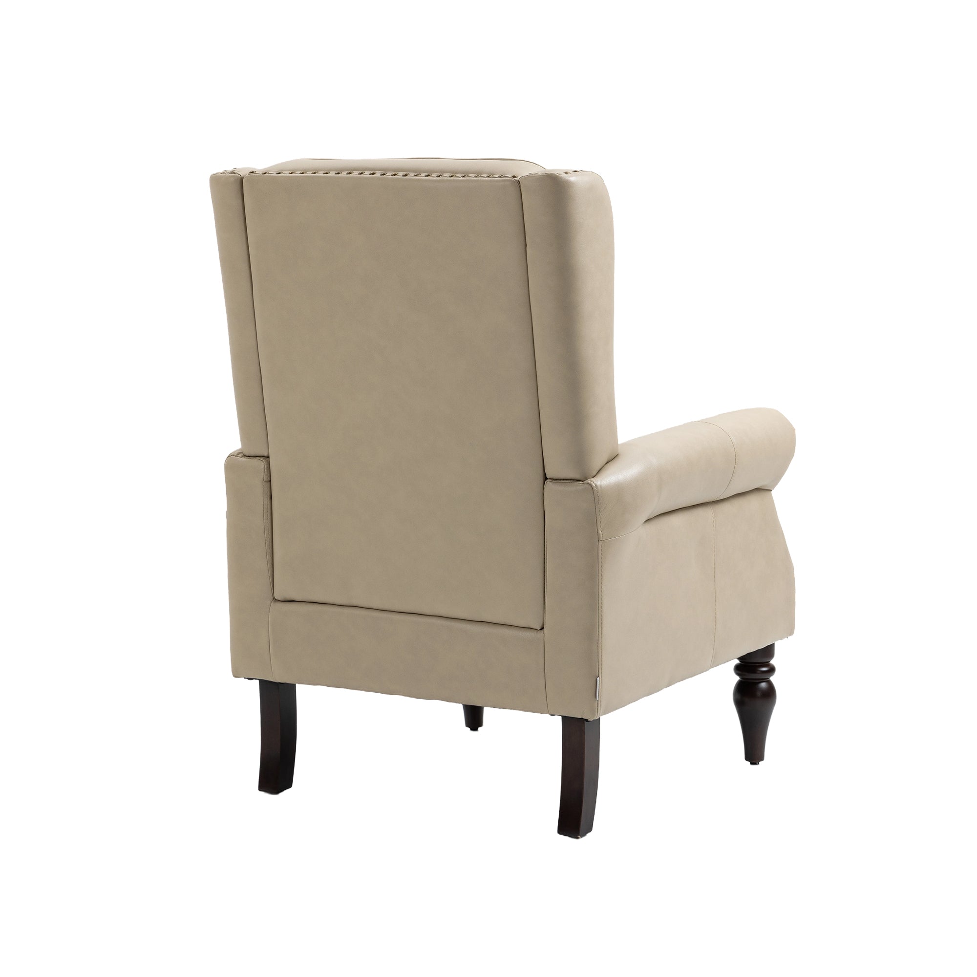 Modern Accent Chair Lounge Chair with Sturdy Wood Legs in Camel PU Leather for Living Room and Bedroom - Grand Goldman Shop