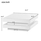 ON-TREND High Gloss Minimalist Design with LED Lights, 2-Tier Square Coffee Table, Center Table for Living Room, 31.5''x31.5''x14.2'', White - Grand Goldman Shop