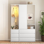 Wardrobe Closet 71.7' H, Bedroom Wooden Wardrobe with 2 Doors 6 Drawers, Modern Clothing Storage Cabinet Combination with Storage Shelves and Hanging Rail, White - Grand Goldman Shop