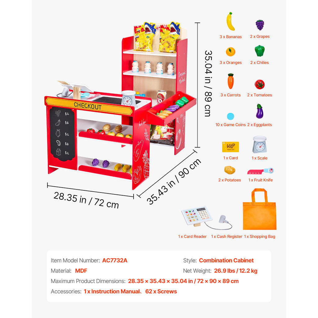 Kids Grocery Store Playset Supermarket Play Toy Set with Cash Register - Grand Goldman