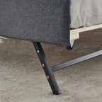 Twin Size Upholstered Daybed with Trundle and USB Charging, Dark Gray Linen - Grand Goldman Shop