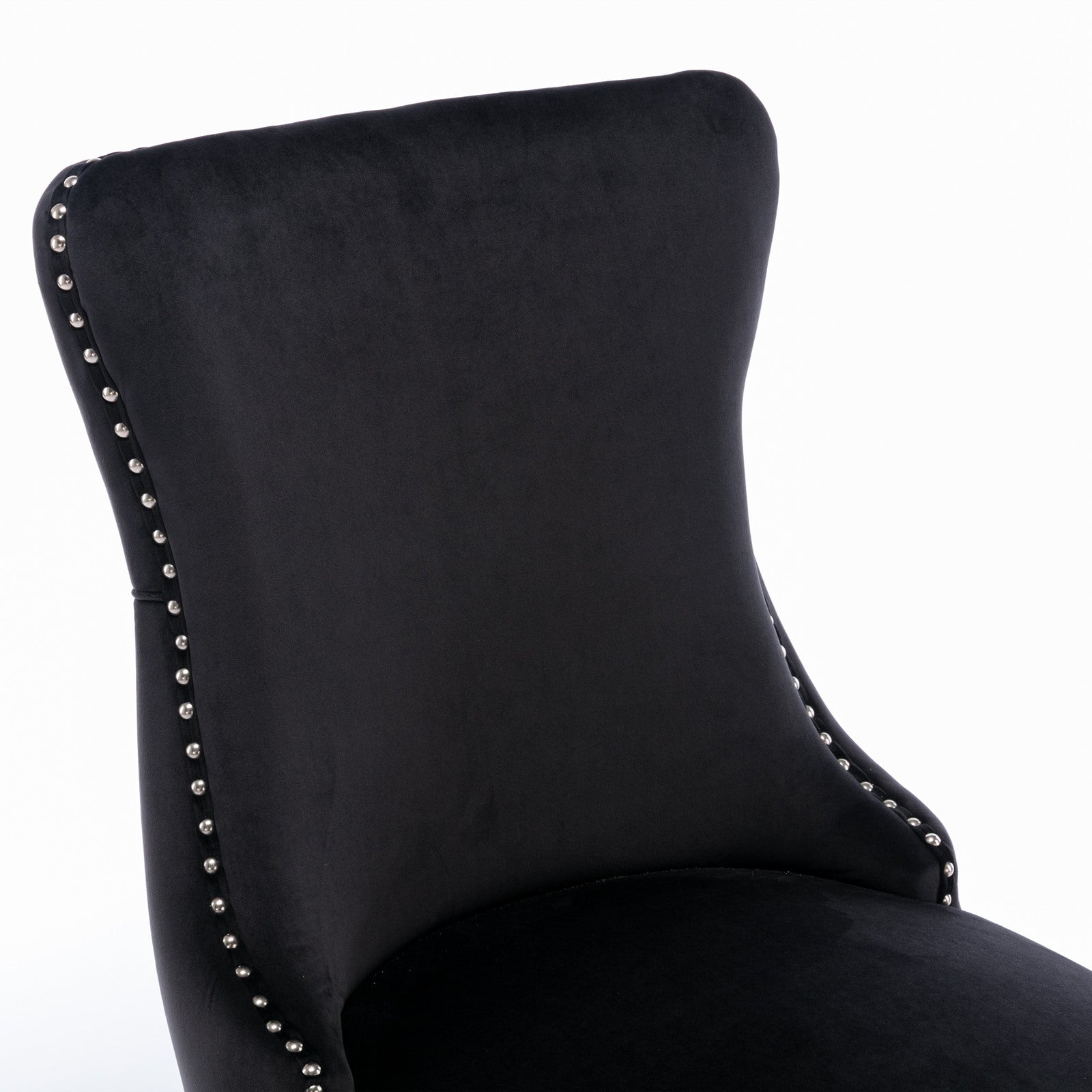 Upholstered Wing-Back Dining Chair with Backstitching Nailhead Trim and Solid Wood Legs,Set of 2, Black,SW8809BK, KD - Grand Goldman Shop