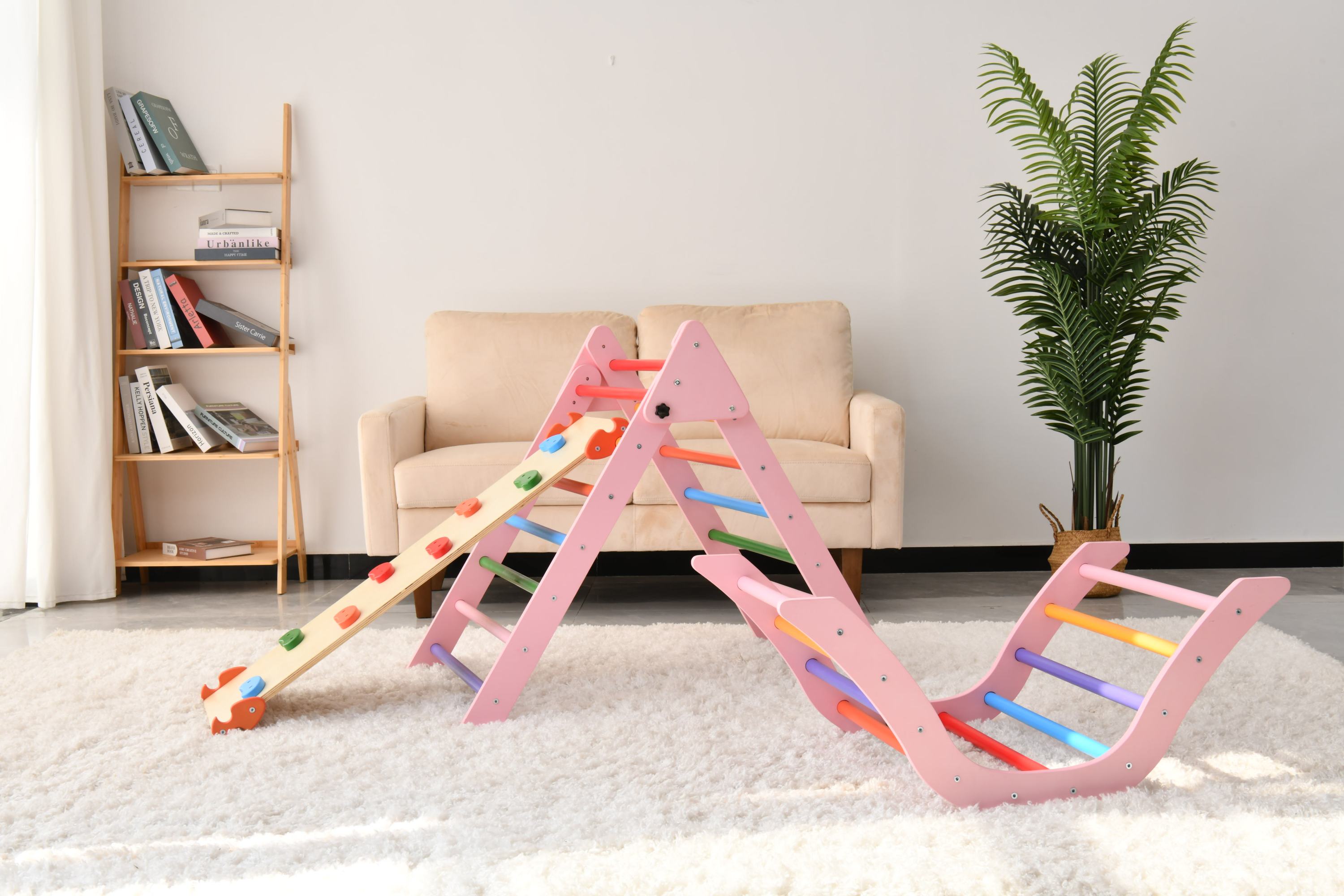 Gardenia Pikler Triangle Set Montessori Toddler Climbing Toys Indoor, Foldable Climbing Toys for Toddlers 1-3 Inside, 2 Piece