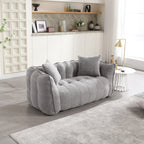 Cozy Beanbag Chair with High Resilience Foam Core for Two - Grey Chenille, 66x35x25 inches - Grand Goldman Shop