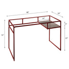 Yasin Glass Top & Red Finish Writing Desk - Grand Goldman