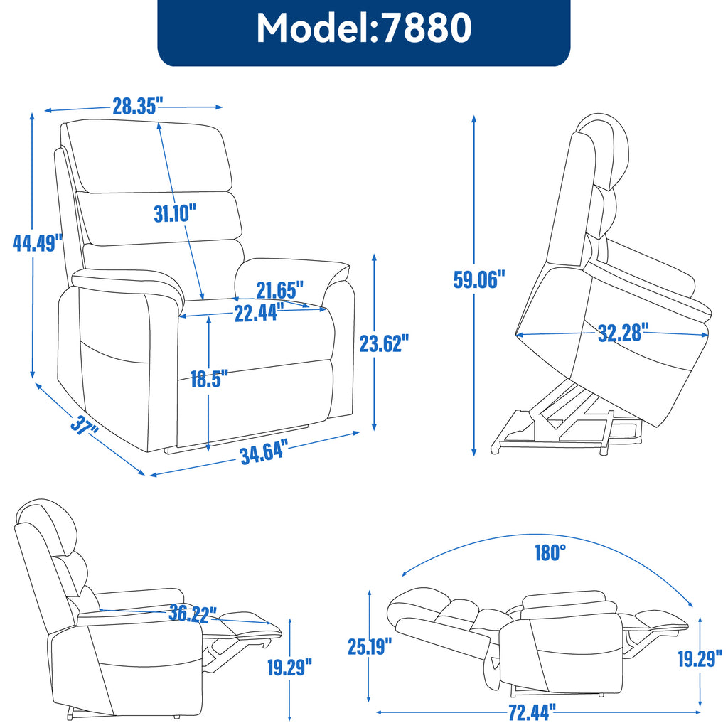 Grey Cat-proof Leather Dual Motor Infinite Position Up to 350 LBS Power Lift Recliner Chair with Power-Remote, Heat Massage and Heavy Duty Motion Mechanism - Grand Goldman Shop