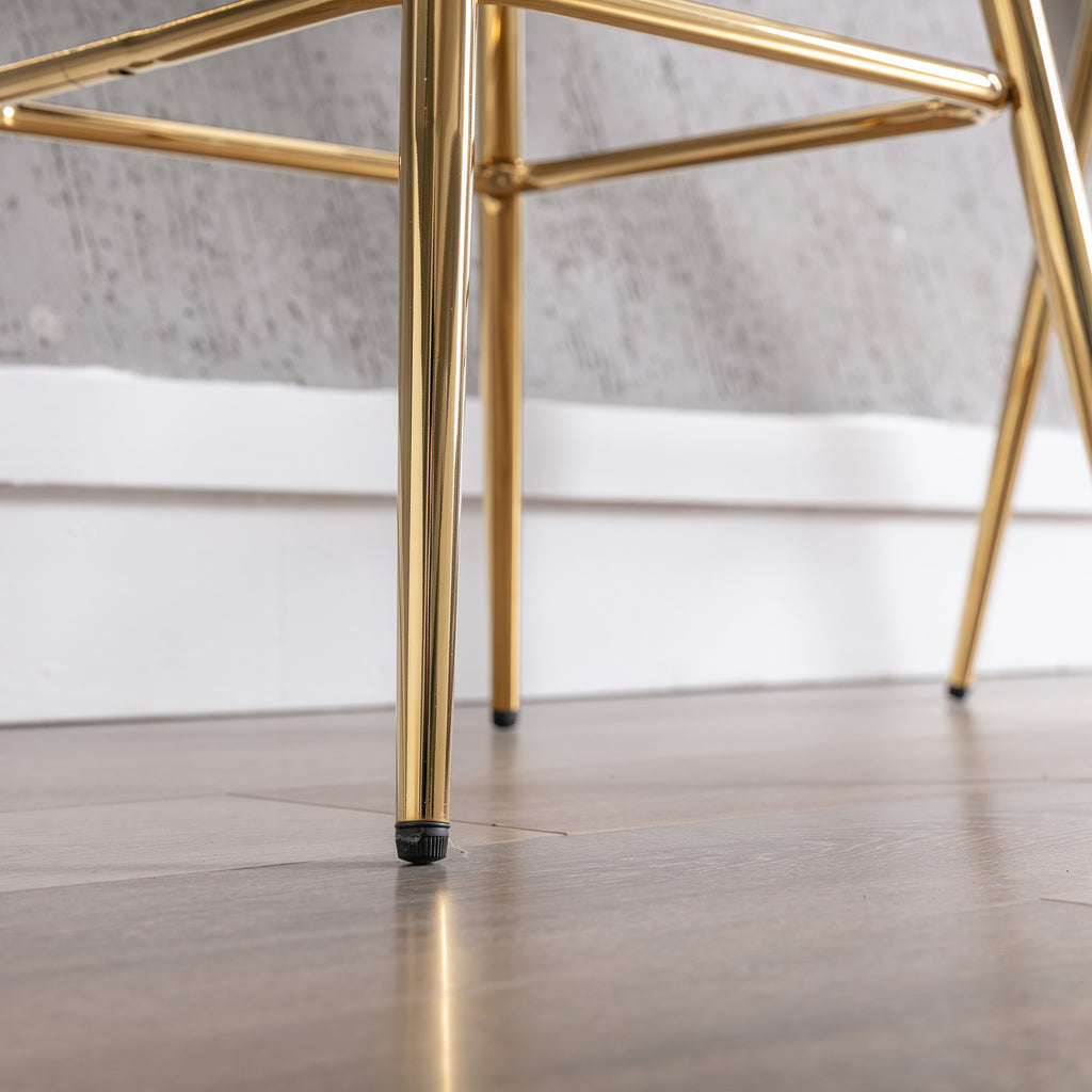 26 Inch Set of 2 Bar Stools,with Chrome Footrest and Base Velvet + Golden Leg Simple Bar Stoo,CREAM - Grand Goldman Shop